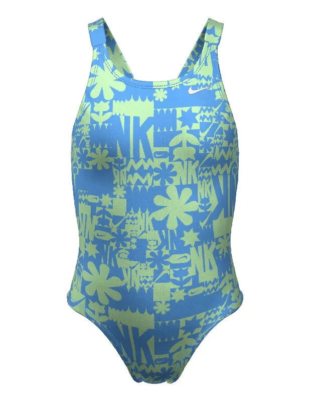 Girls Hydrastrong Multi Print Fastback Swimsuit - Vapor Green British Gentleman Style