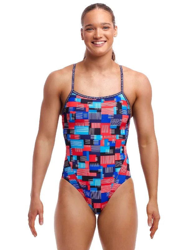 Motherboard Single Strap Swimsuit - Blue/Multi Cclassic Men's Tweed