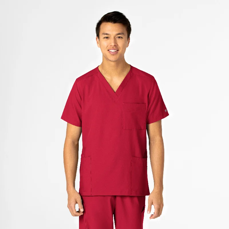 W123 Unisex 4 Pocket Utility Scrub Top - Red Business