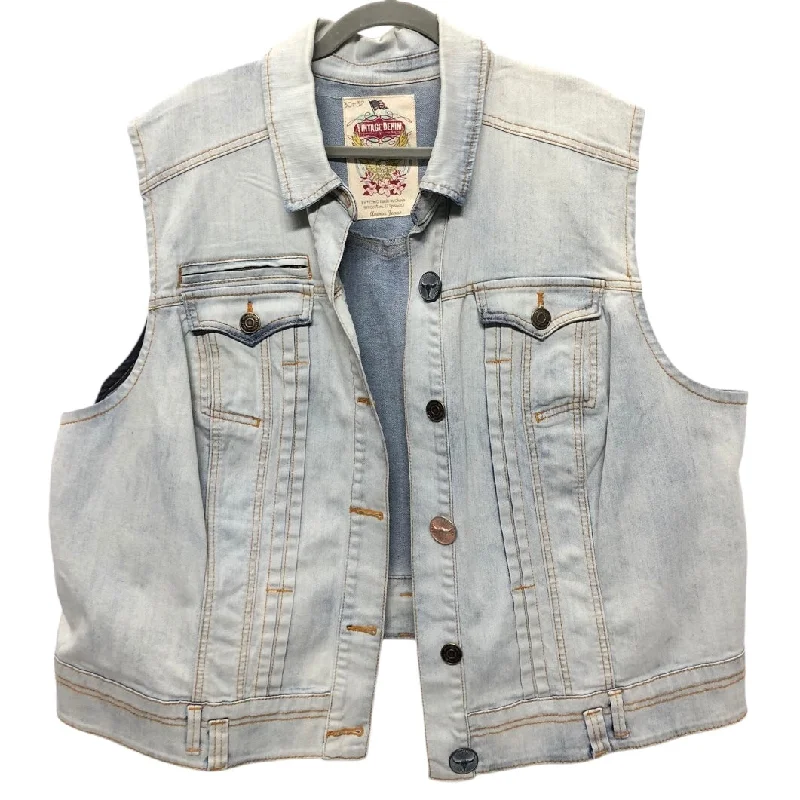 Vest Other By Avenue In Blue Denim, Size:4X Cool Men's Distressed