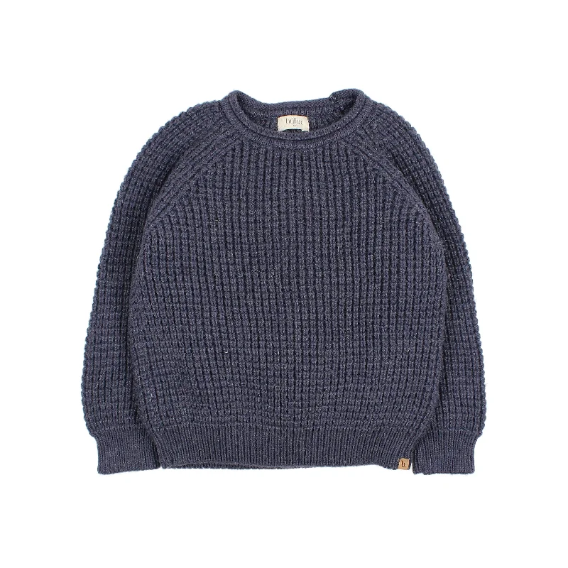 Buho Soft Knit Jumper Navy Traditional Men's Wool