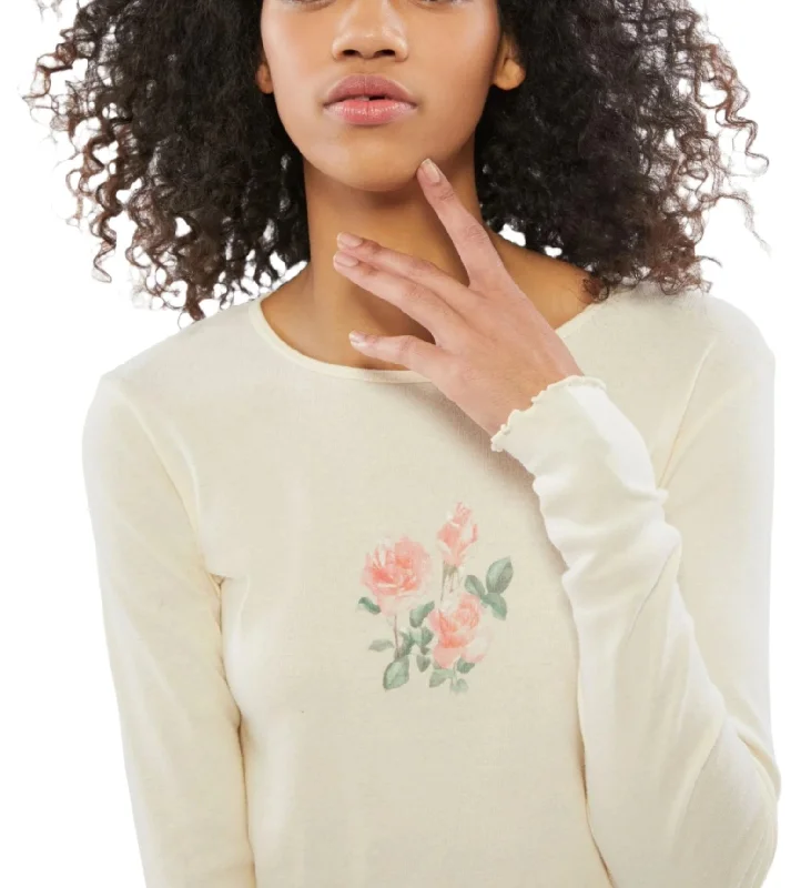 TMD Ivory Floral Long Sleeve Crop Relaxed Men's Beach