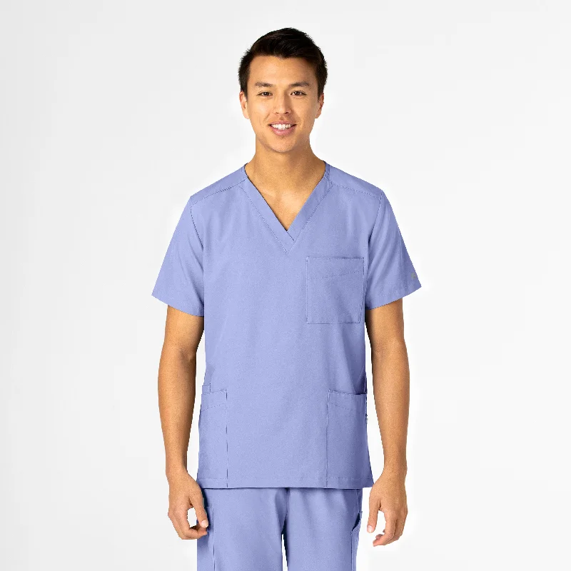 W123 Unisex 4 Pocket Utility Scrub Top - Ceil Blue Trendy Men's Bucket