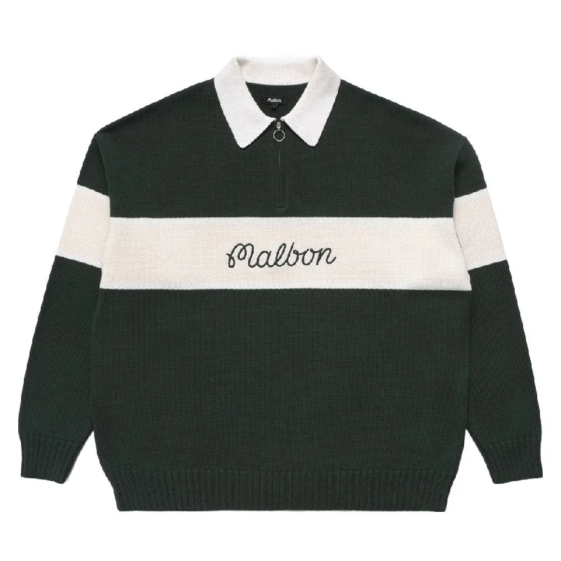 Malbon Bennet Knit Polo Golf Sweater Forest - FW24 Laid