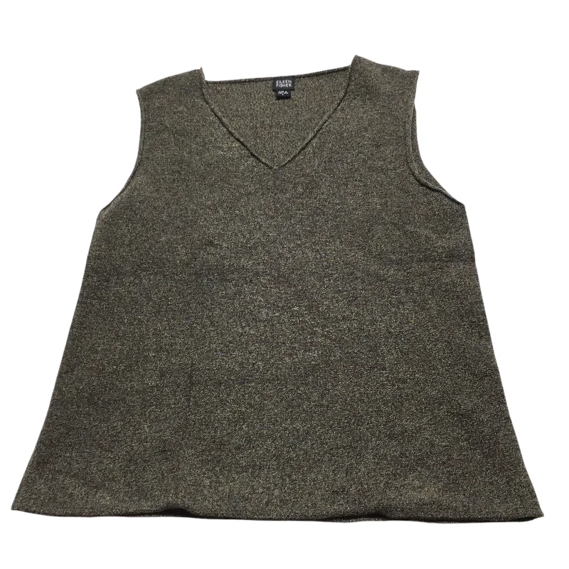 Vest Sweater By Eileen Fisher In Brown & Green, Size: L Laid