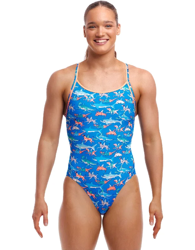 Fin Swimming Diamond Back Swimsuit - Blue Organic