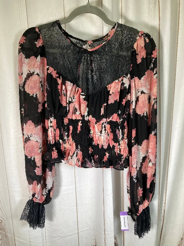 Black & Pink Top Long Sleeve Free People, Size S Refined Men's Velvet