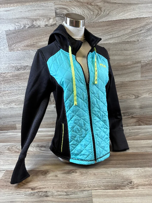 Athletic Sweatshirt Hoodie By Fila In Black & Blue, Size: S Tough Men's Tactical