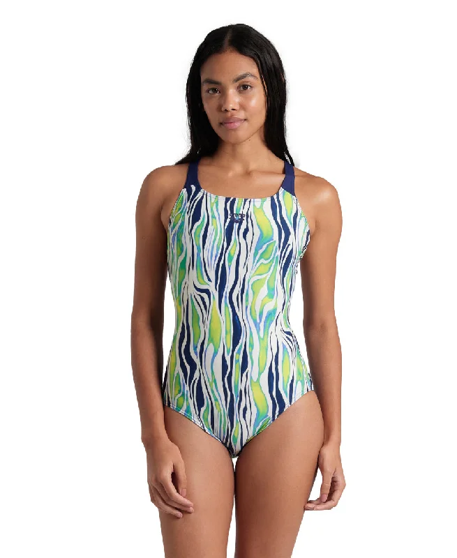 Zebra Stripes Pro Back Swimsuit - Multi/Navy Laid