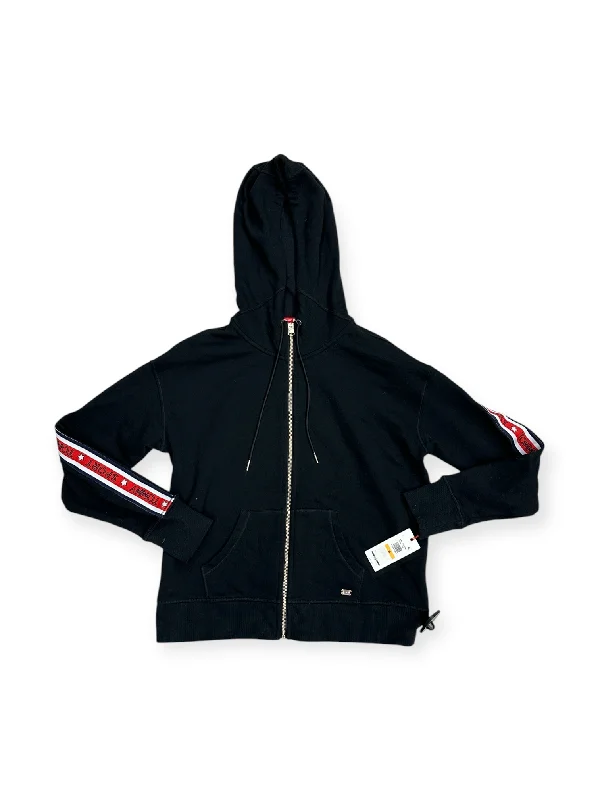 Athletic Sweatshirt Hoodie By Tommy Hilfiger In Black & Red, Size: S Streetwear Style