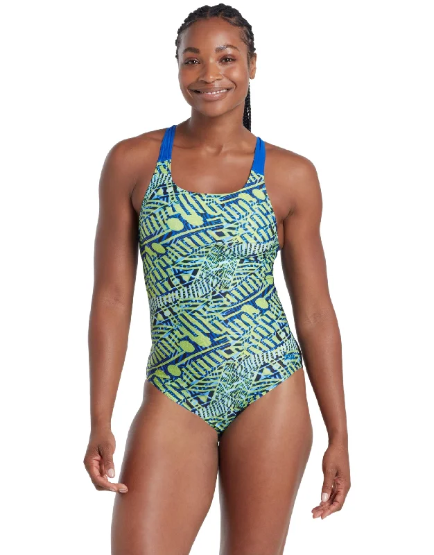 Inca Speedback Swimsuit - Green/Blue Street