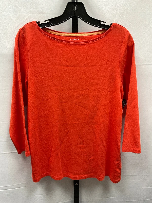 Orange Top Long Sleeve Talbots, Size Petite L Masculine Men's Thick