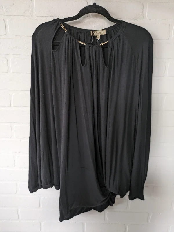 Black Top 3/4 Sleeve Diane Gilman, Size L Trendy Men's Oversized