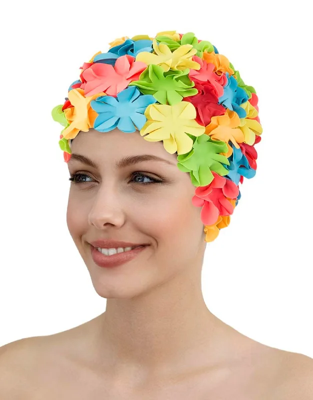 Flower Rubber Swim Cap Practical Men's Multi