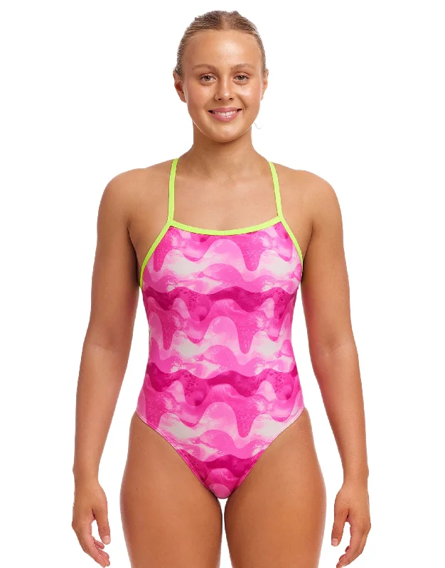 Pink Caps Tie Me Tight Swimsuit - Pink Trendy Men's Oversized