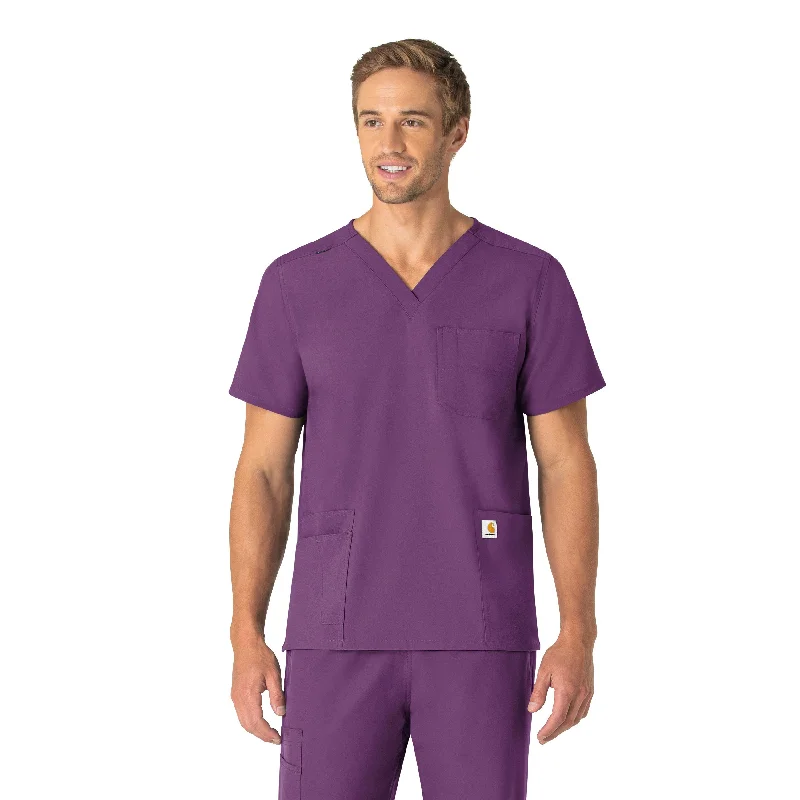 Carhartt Force Essentials Unisex V-Neck 6-Pocket Scrub Top - Eggplant Dynamic Men's High