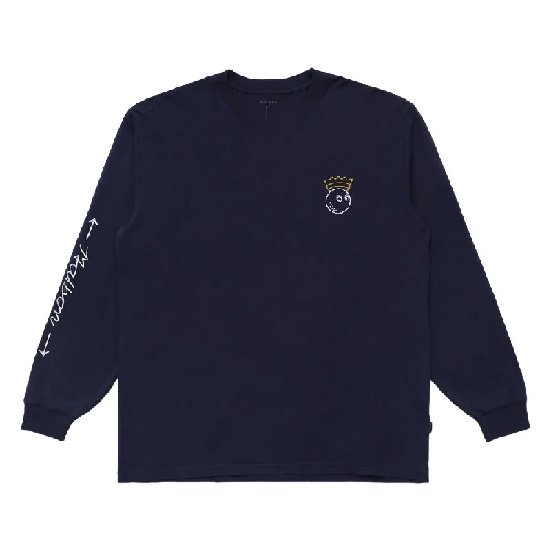 Malbon Trophy LS Golf T-Shirt Navy - FW24 Casual Men's Loose