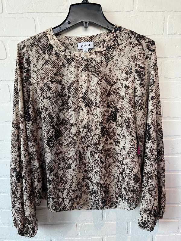 Brown & Cream Top Long Sleeve Evereve, Size M Bold Men's Statement