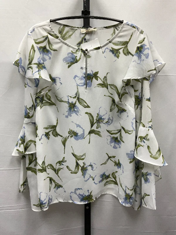 Floral Print Top Long Sleeve Entro, Size S Sleek Men's Contemporary 