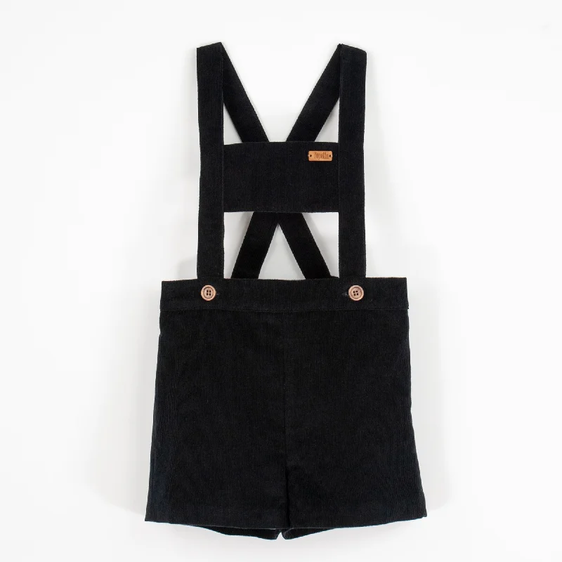 Popelin Black Corduroy Short Romper Suit Tailored