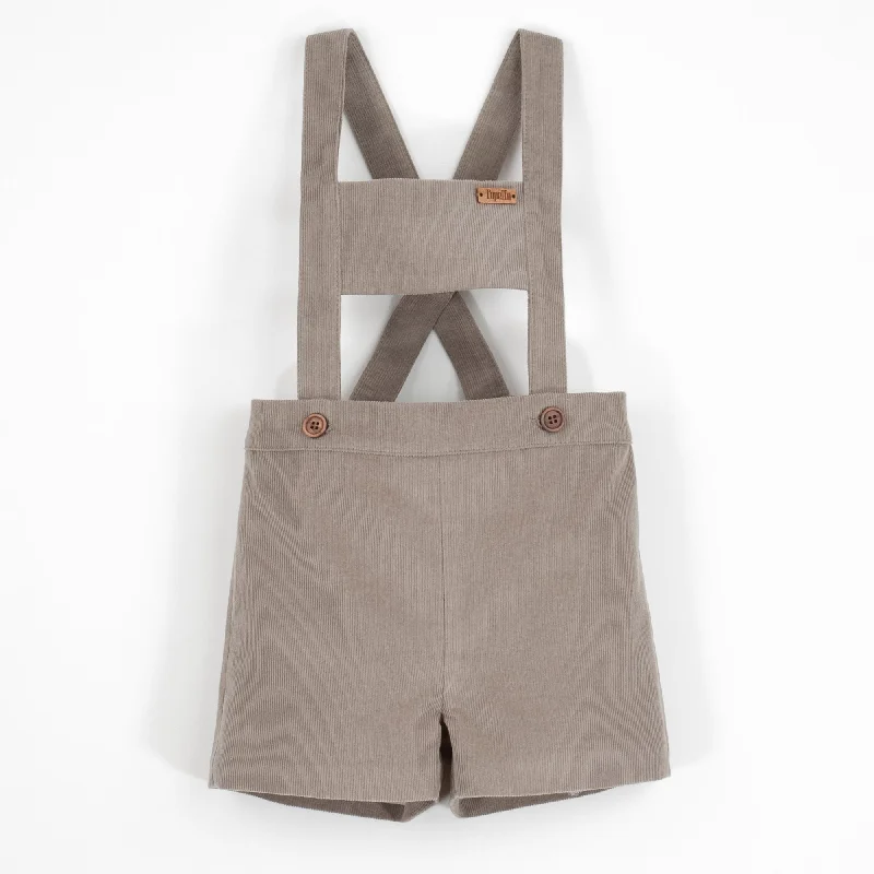 Popelin Taupe Corduroy Short Romper Suit Sophisticated Men's 