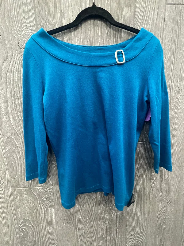 Blue Top 3/4 Sleeve Kim Rogers, Size M Bold Men's Animal