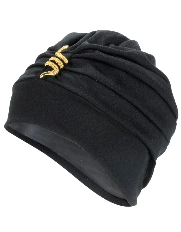 Fabric Swim Cap with Decorative Brooch Refined Men's European