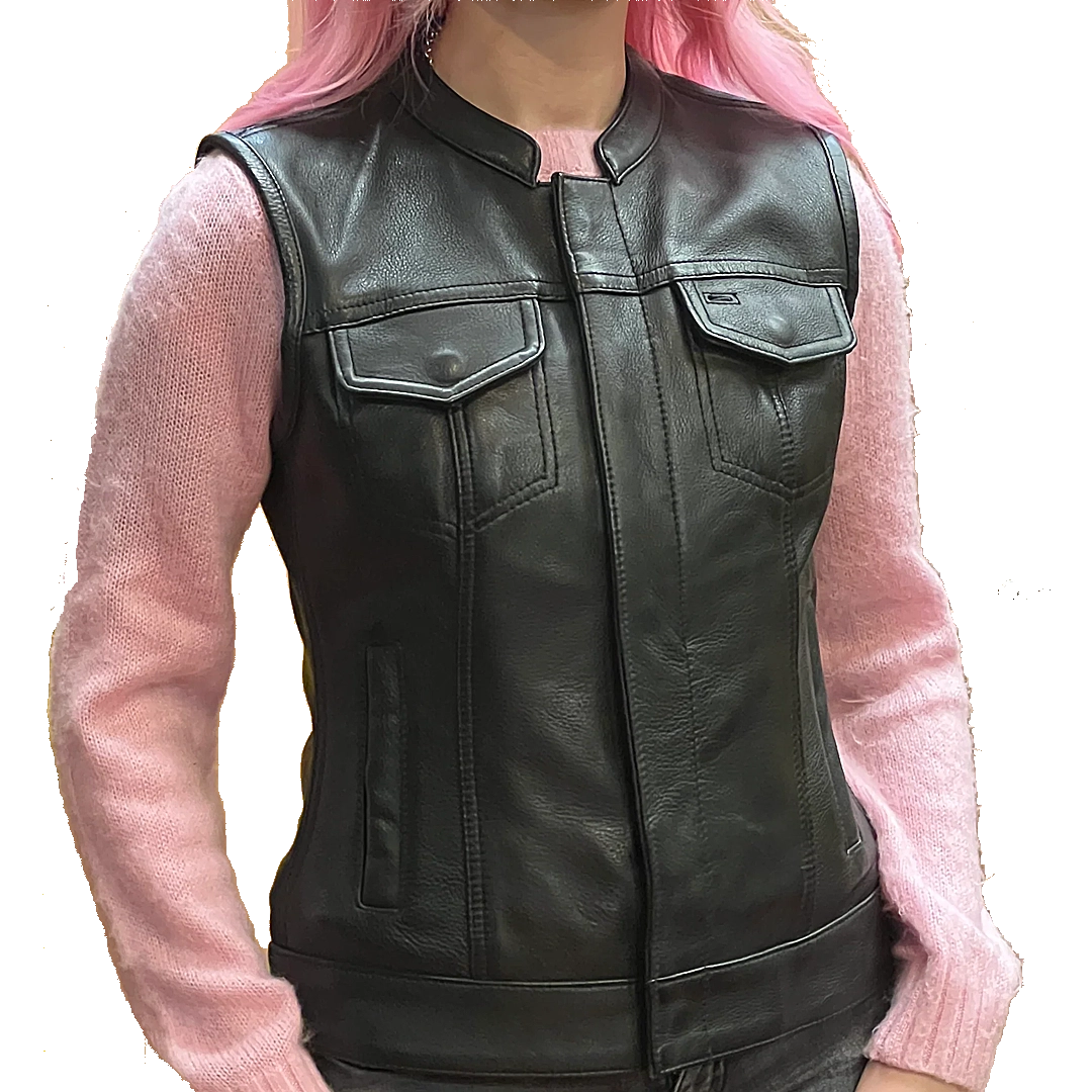 Ladies Dot Leather Club Vest Organic