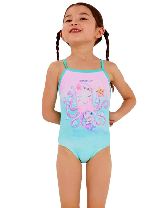 Tots Girls Digital Thinstrap Swimsuit - Pink/Mint Athletic Men's Compression