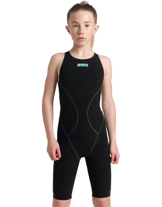 Girls Powerskin Impulso Open Back - Black/Teal Trendy Men's Scandinavian