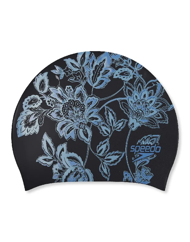 Long Hair Printed Swim Cap - Multi/Black Monochromatic Office Style